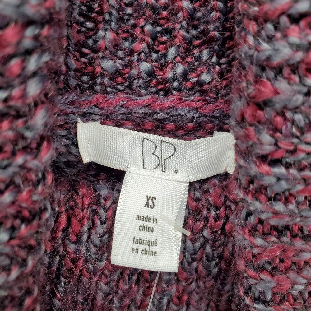 BP Knit Sweater Cowl Neck Womens XS Maroon Gray - Picture 3 of 13
